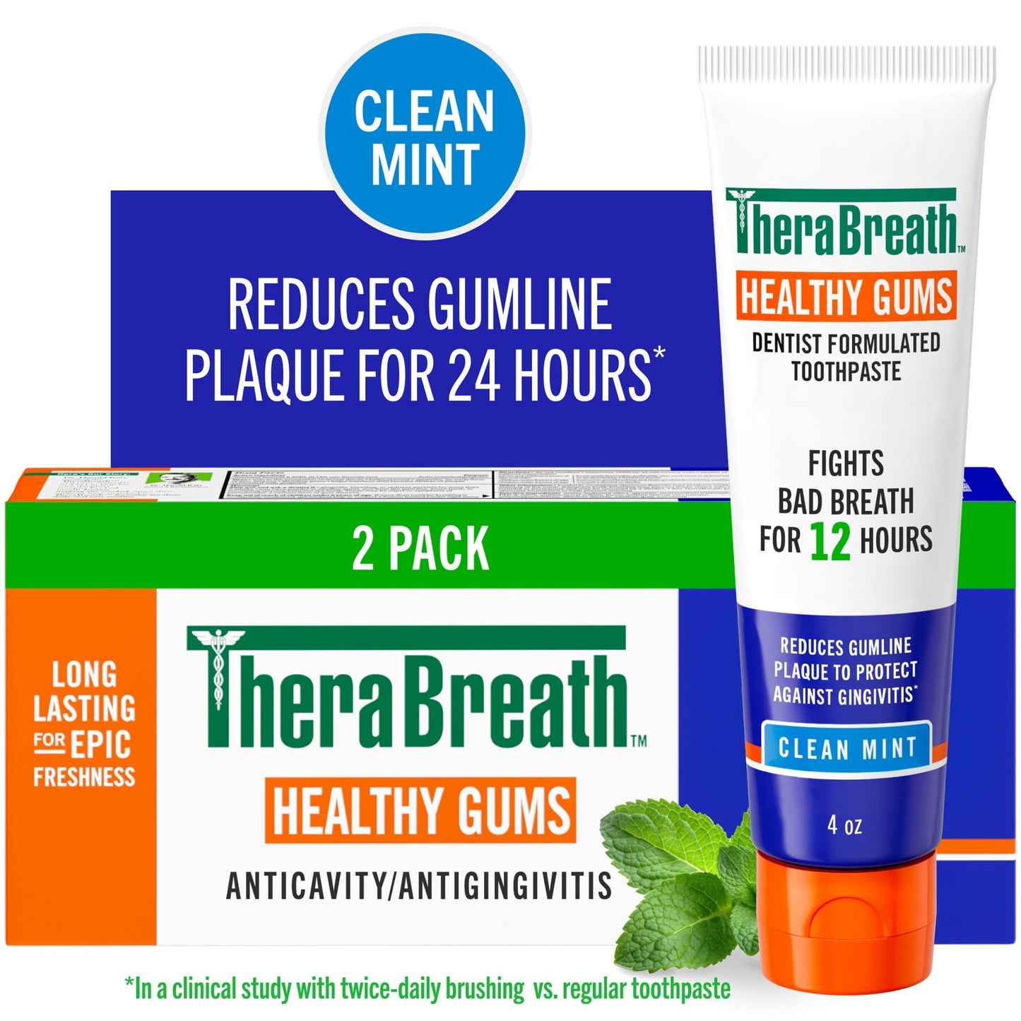 TheraBreath Healthy Gums Toothpaste, Helps Fight Gingivitis, Clean Mint