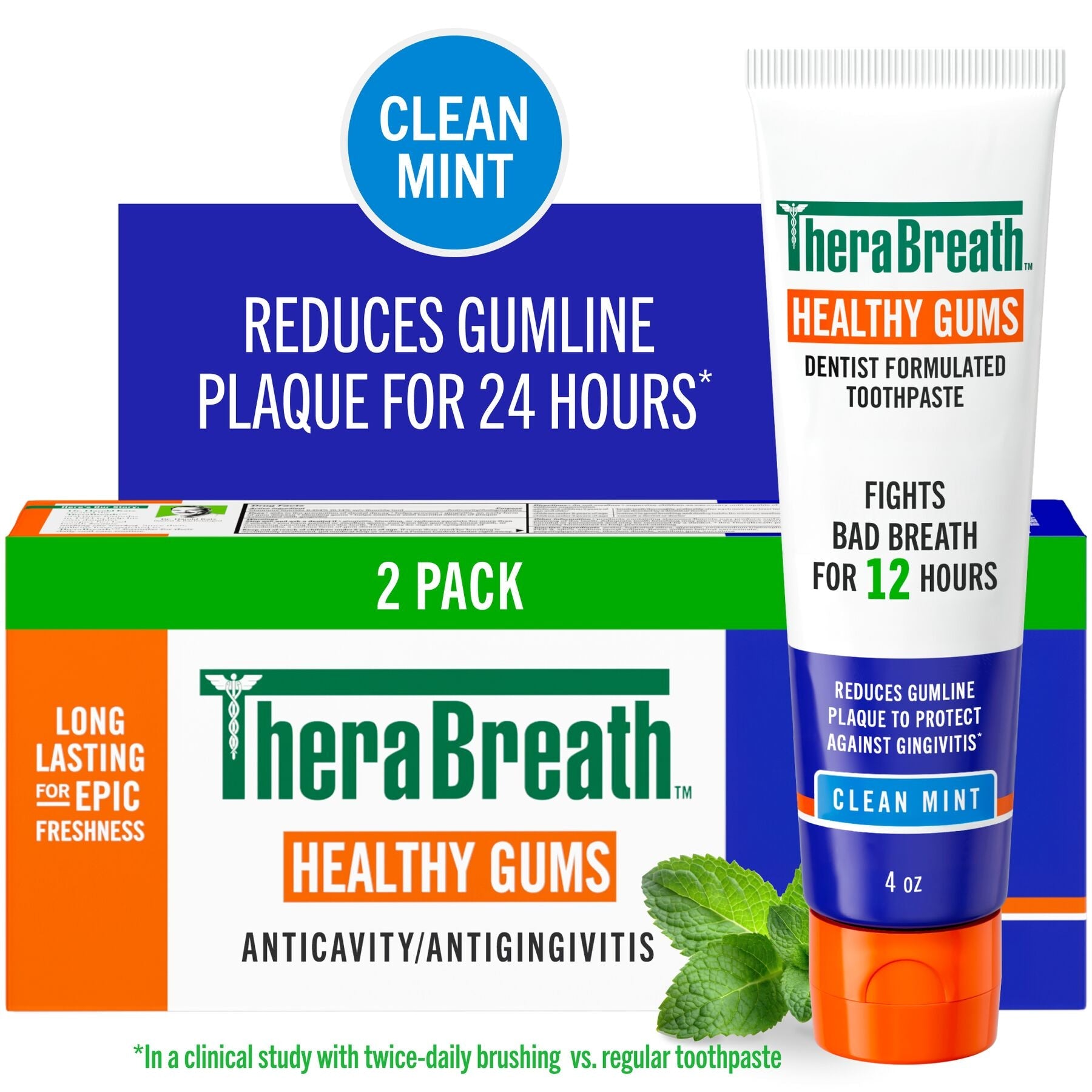TheraBreath Healthy Gums Toothpaste, Helps Fight Gingivitis, Clean Mint
